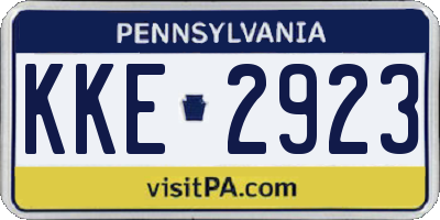 PA license plate KKE2923