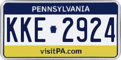 PA license plate KKE2924