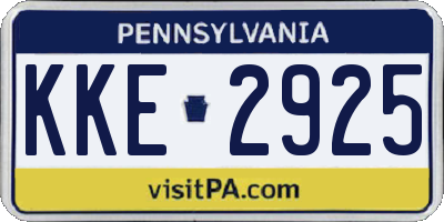 PA license plate KKE2925