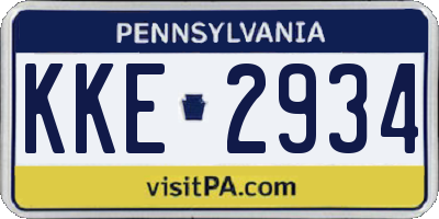 PA license plate KKE2934