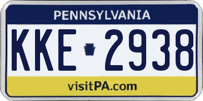 PA license plate KKE2938