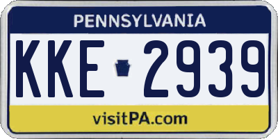 PA license plate KKE2939
