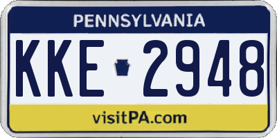 PA license plate KKE2948