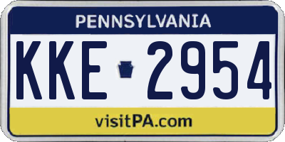 PA license plate KKE2954