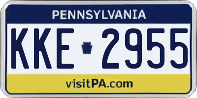 PA license plate KKE2955