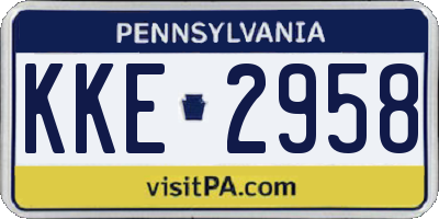 PA license plate KKE2958