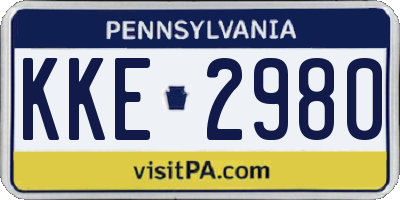 PA license plate KKE2980