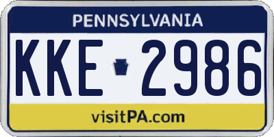 PA license plate KKE2986