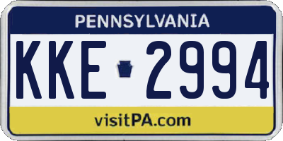 PA license plate KKE2994