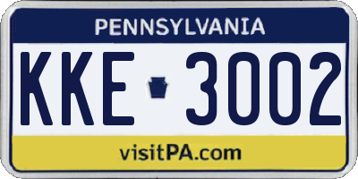 PA license plate KKE3002