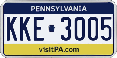 PA license plate KKE3005