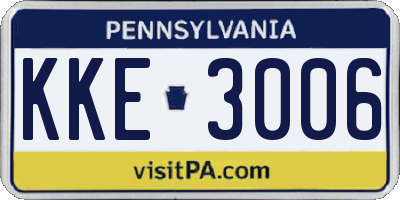 PA license plate KKE3006