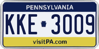 PA license plate KKE3009