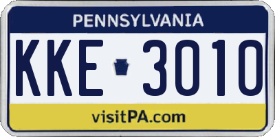 PA license plate KKE3010