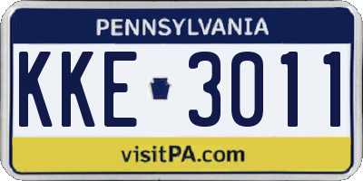 PA license plate KKE3011