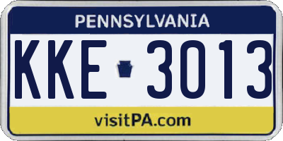 PA license plate KKE3013