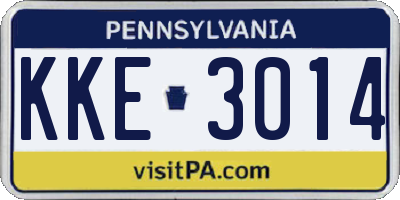 PA license plate KKE3014