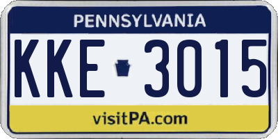 PA license plate KKE3015