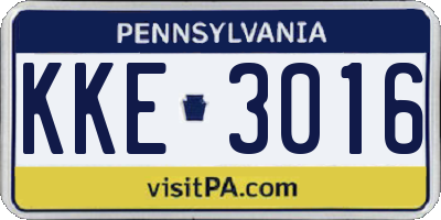 PA license plate KKE3016