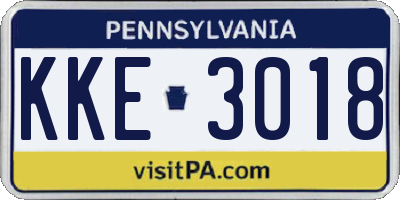 PA license plate KKE3018