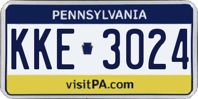 PA license plate KKE3024