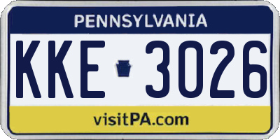 PA license plate KKE3026