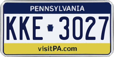 PA license plate KKE3027