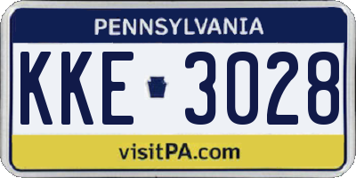 PA license plate KKE3028