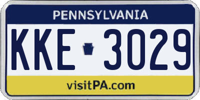 PA license plate KKE3029