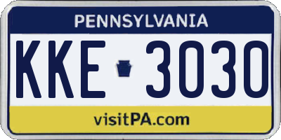 PA license plate KKE3030
