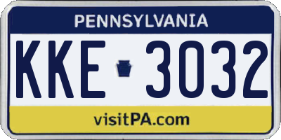 PA license plate KKE3032