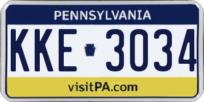 PA license plate KKE3034