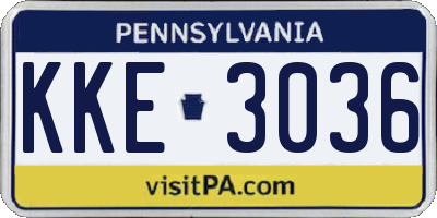 PA license plate KKE3036