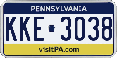 PA license plate KKE3038