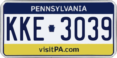 PA license plate KKE3039