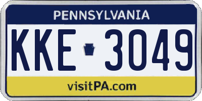 PA license plate KKE3049