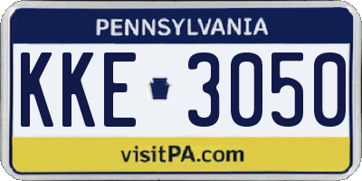 PA license plate KKE3050