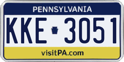 PA license plate KKE3051