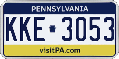 PA license plate KKE3053