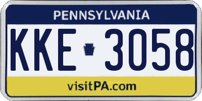 PA license plate KKE3058