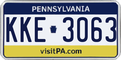 PA license plate KKE3063