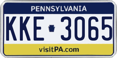 PA license plate KKE3065