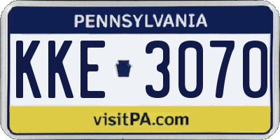 PA license plate KKE3070