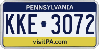 PA license plate KKE3072