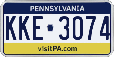 PA license plate KKE3074