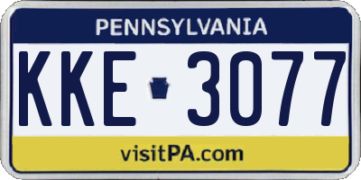 PA license plate KKE3077