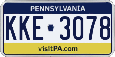 PA license plate KKE3078