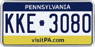 PA license plate KKE3080