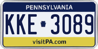 PA license plate KKE3089