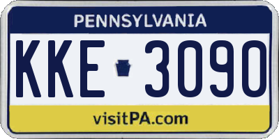 PA license plate KKE3090